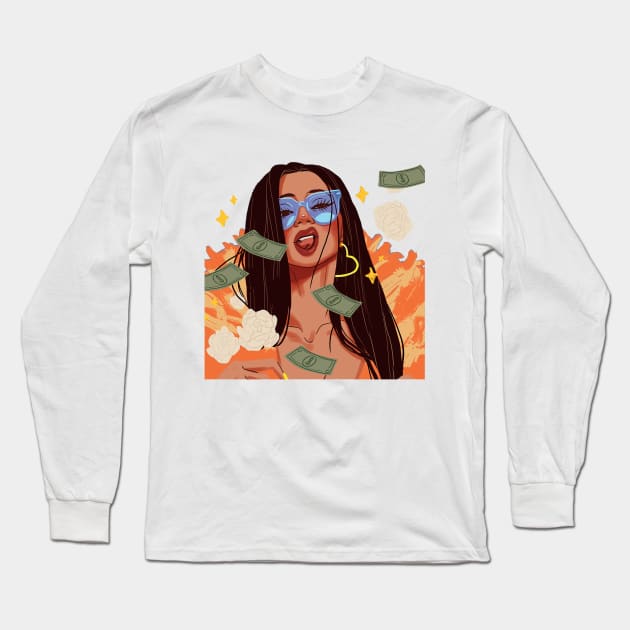 cardi b awesome Long Sleeve T-Shirt by weenoliumco